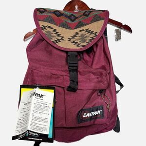 Eastpak Vtg NEW Sunrise Pak’r Burgundy Aztec Woven Flap Top Back Pack Cordura
